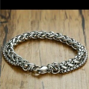 StylishStainless Steel Braided Bracelet - 4mm Silvery, Hypoallergenic